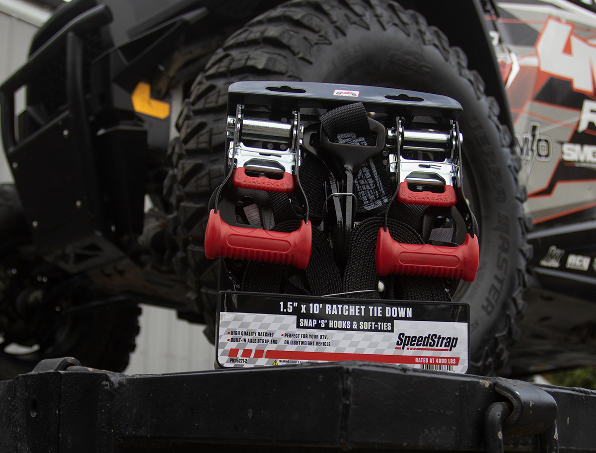 Speedstrap 38 mm Ratchet Tie-down, haak en lus, 300 cm, zwart, 2 st.