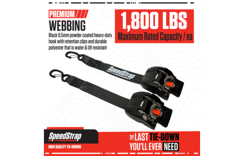 Speedstrap Tie-down automatisch oprolbare spanbanden, rvs ratel, 2 st.