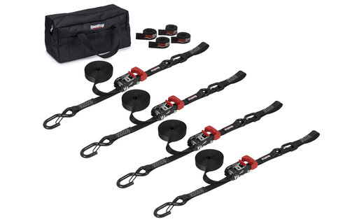 Speedstrap 25 mm Heavy Duty KIT, Ratchet Tie-down, s-haken en lus, 450 cm, zwart