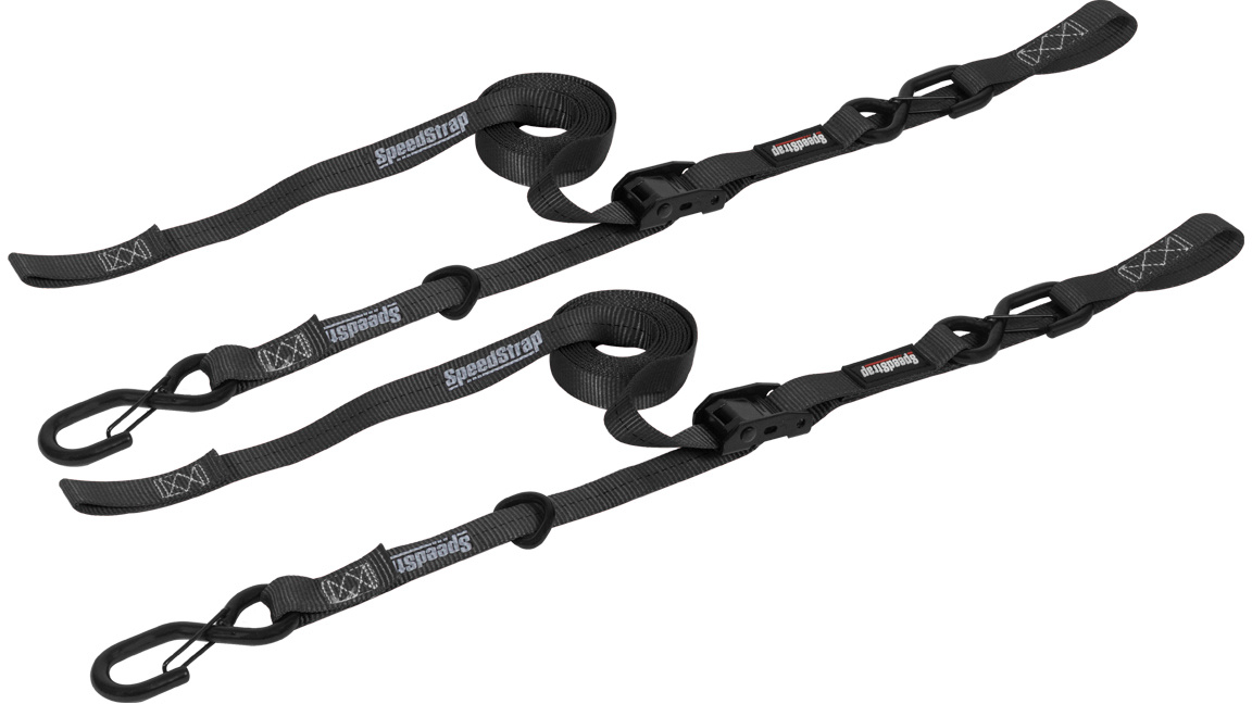 Speedstrap 25 mm Cam-Lock Tie-down, s-haken en lus, 300 cm, zwart, 2 st.