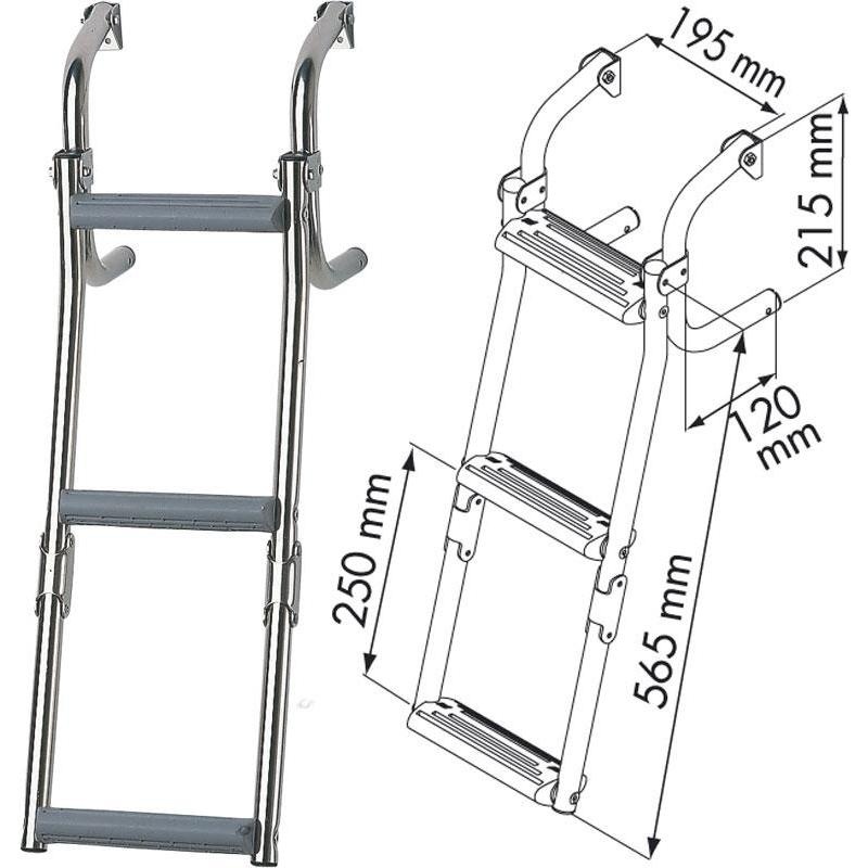 Zwemtrap RVS smalle spiegel 3 treden