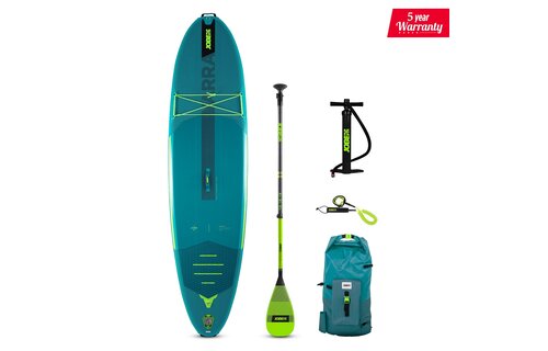 Jobe Aero Yarra SUP Board 10.6 Package Teal with Fiberglass paddle Lime