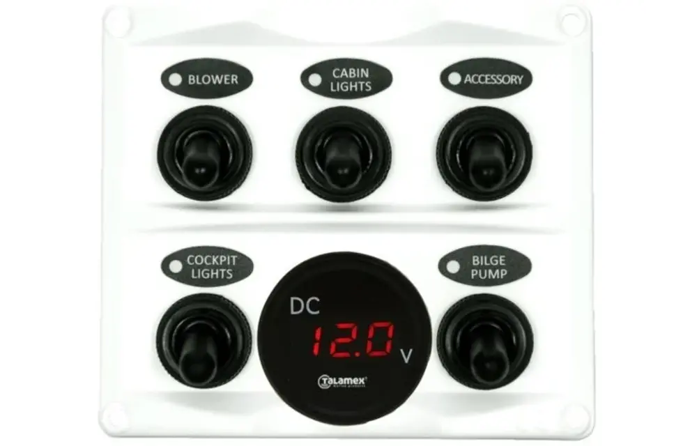 Schakelpaneel wit met voltmeter 12/24V