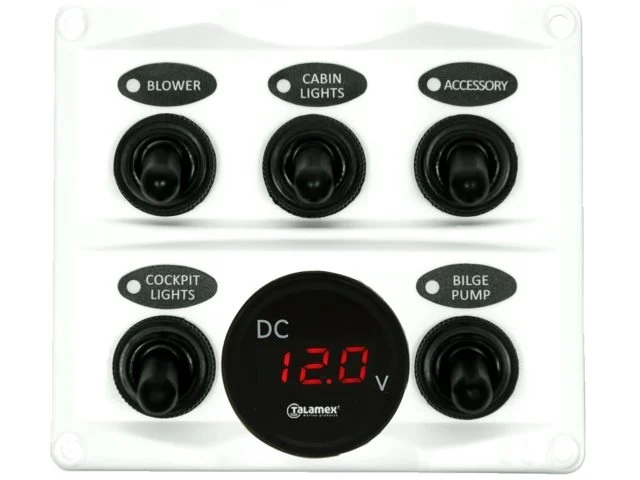 Schakelpaneel wit met voltmeter 12/24V