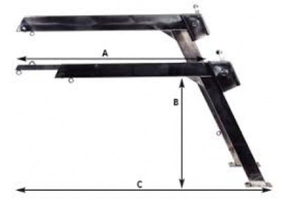 RVS Davit met telescopische houder (Prijs per stuk)