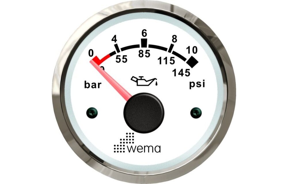 Wema Silver serie oliedruk meter wit 10bar