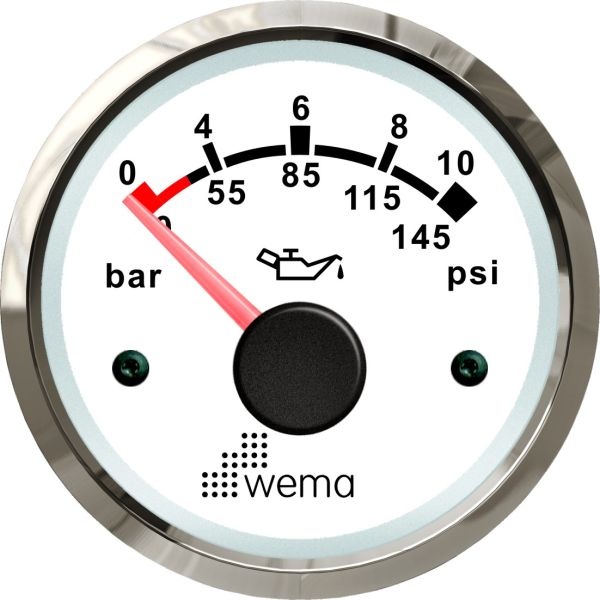 Wema Silver serie oliedruk meter wit 10bar