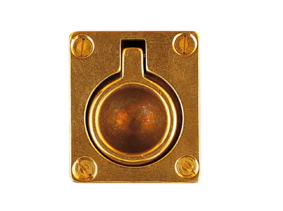 Luikring inbouw zonder slot - 63x48mm, messing