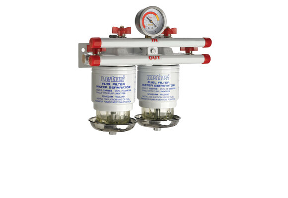 VETUS Brandstoffilter / waterafscheider, dubbel, 10 micron, 360l/h
