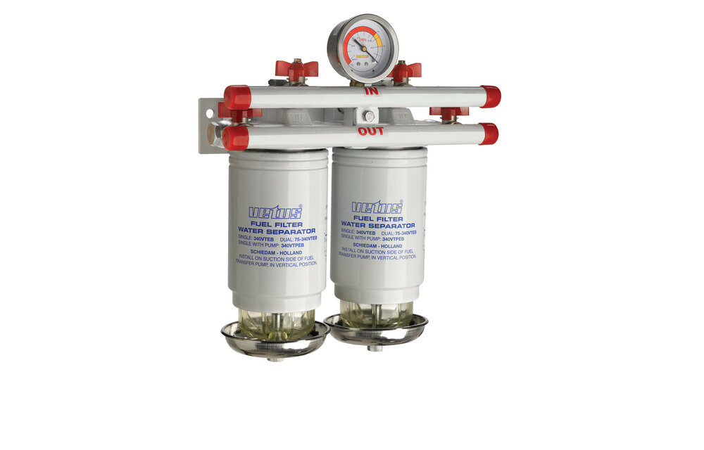 VETUS Brandstoffilter / waterafscheider, dubbel, 10 micron, 620l/h