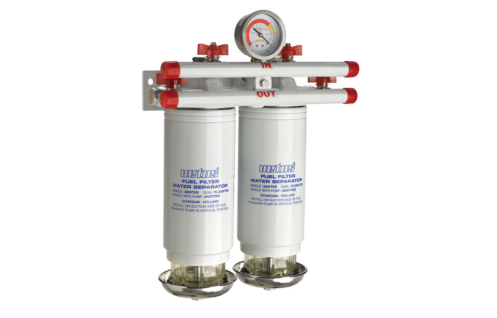 VETUS Brandstoffilter / waterafscheider, dubbel, 10 micron, 800l/h