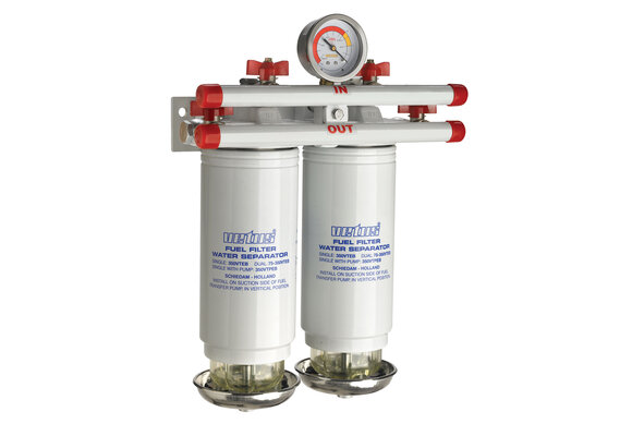 VETUS Brandstoffilter / waterafscheider, dubbel, 10 micron, 800l/h