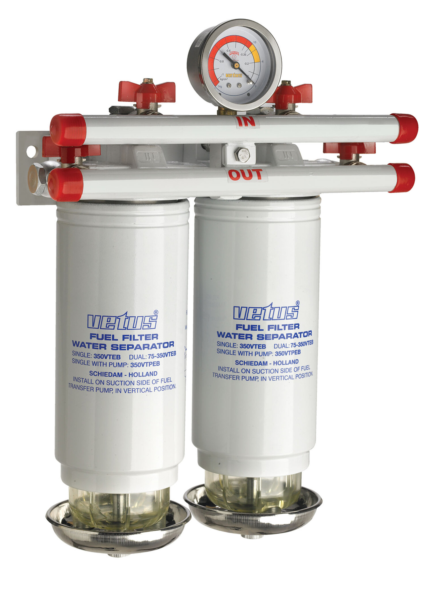 VETUS Brandstoffilter / waterafscheider, dubbel, 10 micron, 800l/h