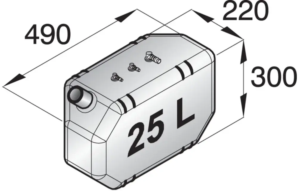 VETUS Dieselbrandstoftank 25 liter, incl. aansluitingen