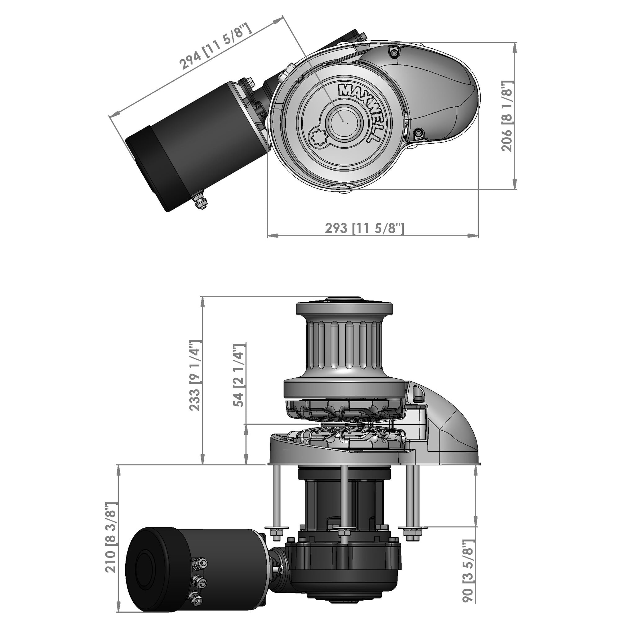 VETUS MAXWELL RC12-12 12mm-1/2" Capstan 90TDC HYD Kaapstander CW