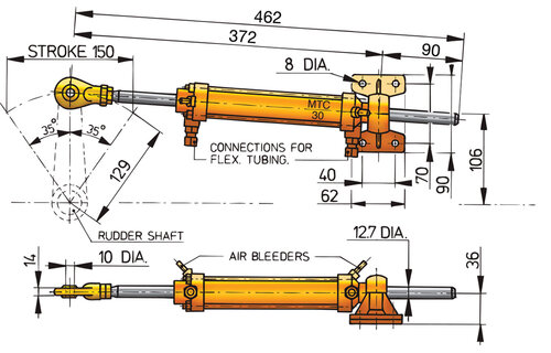 VETUS Hydraulische cilinder voor 8 mm leiding (kunststof)