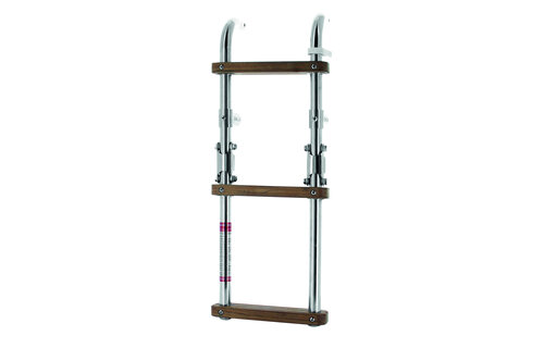 VETUS Opvouwbare ladder met teakhouten treden folding steps SS316, teak steps