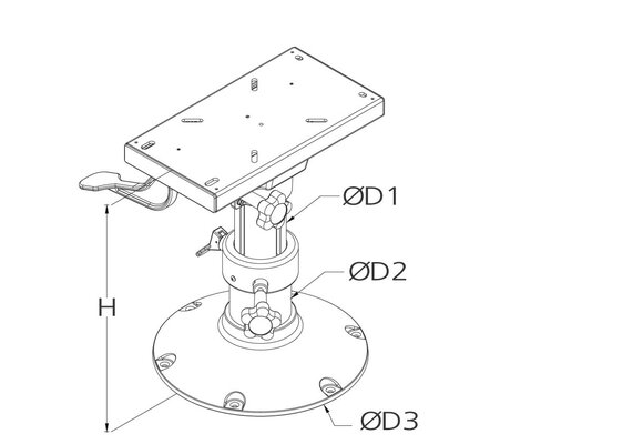 VETUS Handmatig verstelbare stoelpoot met swivel