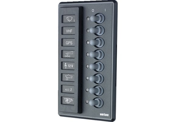VETUS Schakelpaneel type P8F voor 8 zekeringen, 12/24 Volt