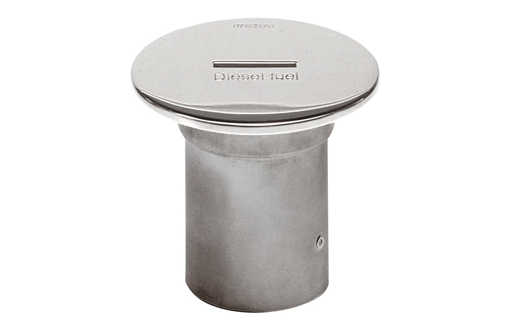 VETUS Roestvast stalen dekdop voor slang Ø 51 mm, deksel Ø 93 mm. "Diesel fuel" slotted, 51mm, rvs 316