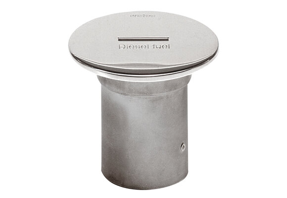 VETUS Roestvast stalen dekdop voor slang Ø 51 mm, deksel Ø 93 mm. "Diesel fuel" slotted, 51mm, rvs 316