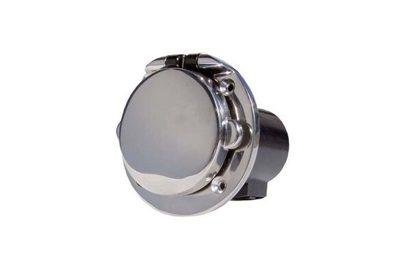 VETUS Walstroom aansluiting 16A, gepolijst staal IP56, flush gemonteerd, RVS 316