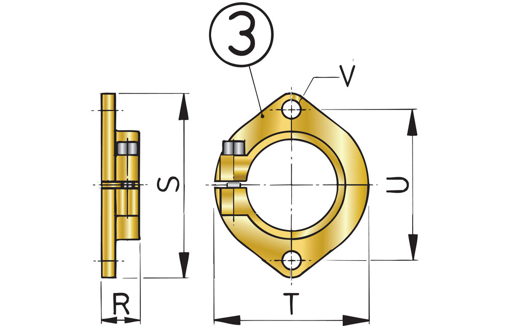 VETUS Montageflens voor de bronzen schroefaskoker, 25 mm