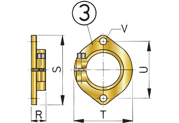 VETUS Montageflens voor de bronzen schroefaskoker, 25 mm