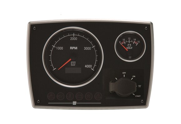 VETUS Stijvol aluminium motorpaneel type met zwarte meters, 12Volt, (0-5000rpm)