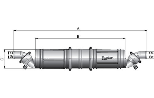 VETUS Driekamer waterlock / geluiddemper type NLP3, 50 mm