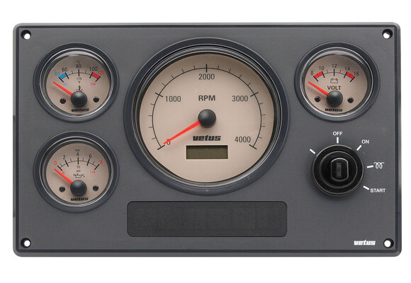 VETUS Motorpaneel type MP34, met linea nostalgica meters
