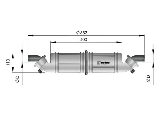 VETUS Waterlock/geluiddemper - Waterlock / Geluidsdemp. NLPH horiz. kunststof
