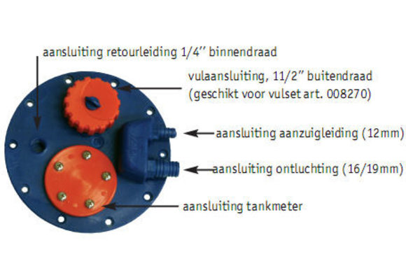 Allpa Flensplaat met aansluitingen voor brandstoftanks