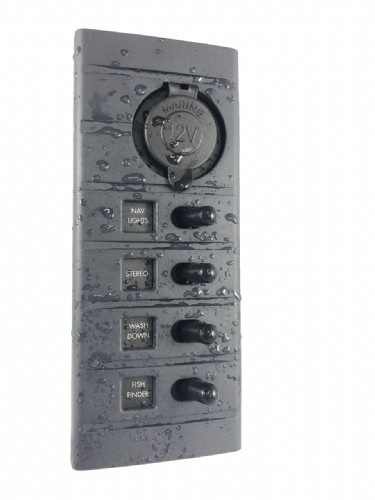 Connex Schakelpaneel - 4 schakelaars en 12V stopcontact