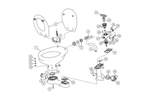 Jabsco Wit Houten Bril en Deksel Regular (29127-1000)