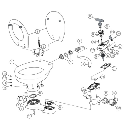 Jabsco Wit Houten Bril en Deksel Regular (29127-1000)