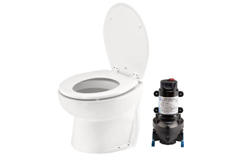 Jabsco De Luxe 14" elektrisch toilet 24V | schuin met spoelwaterpomp (58260|1024)