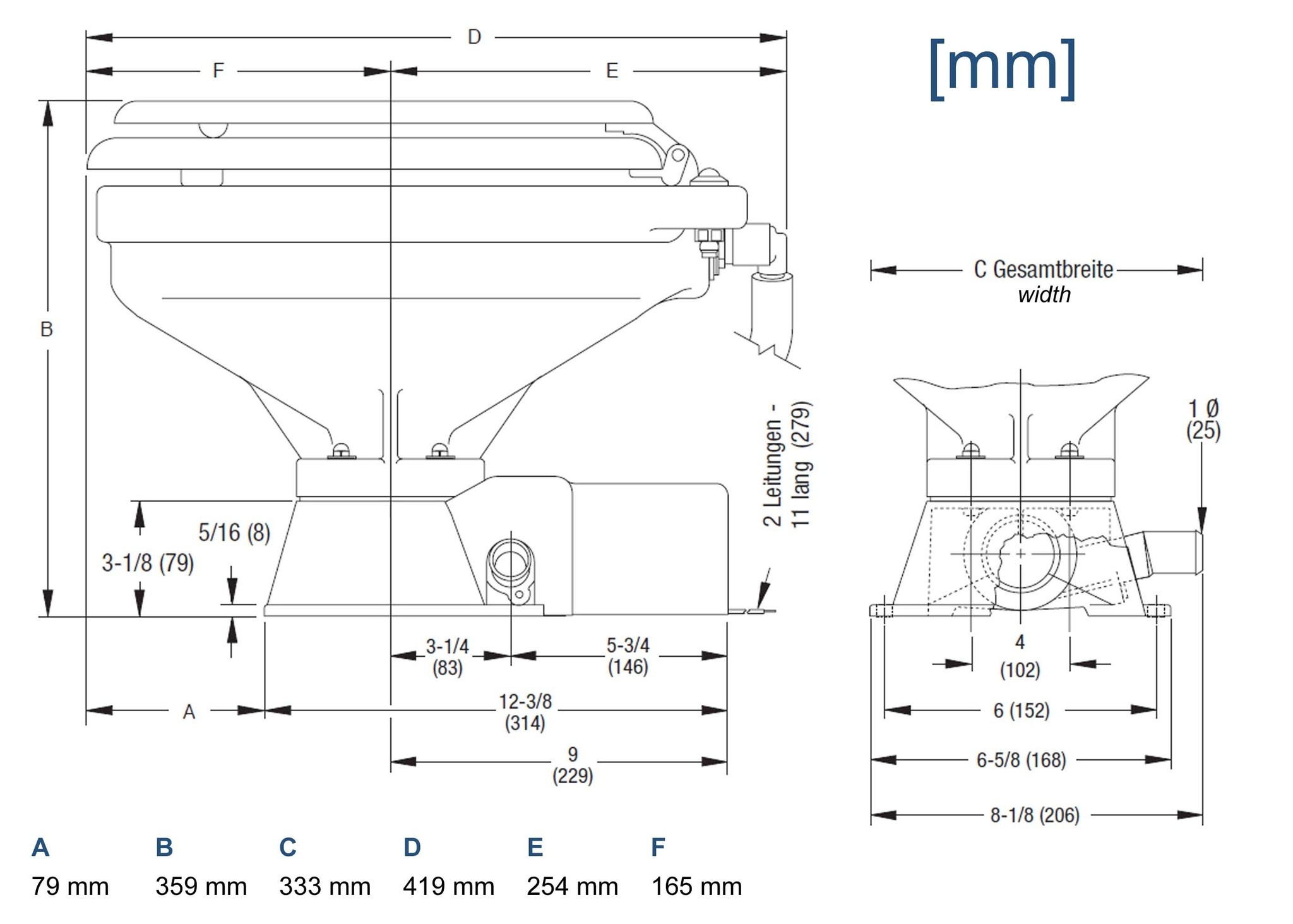 Jabsco Quiet Flush Stil Compact elektrisch toilet 24V | met spoelwaterpomp (37245-3094)