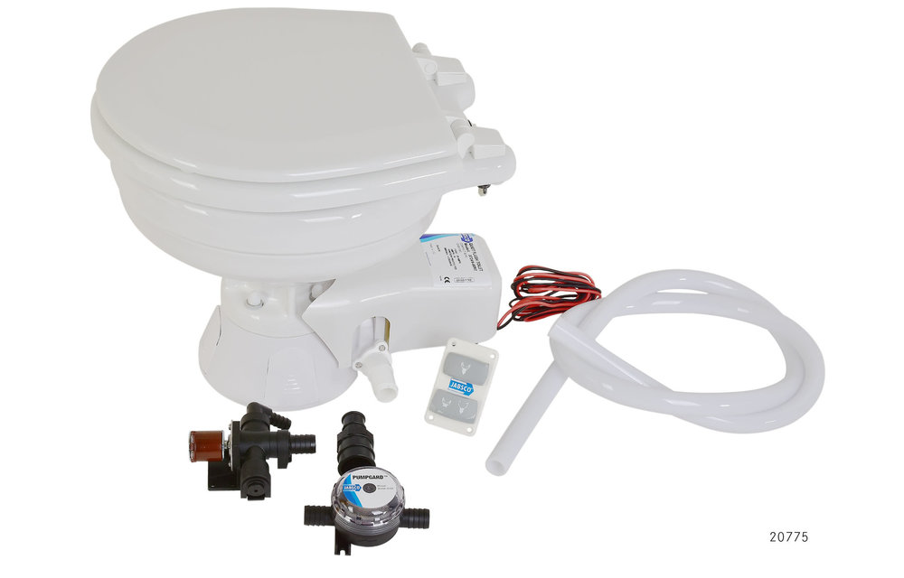 37045-3094 Jabsco Quiet Flush Stil Compact elektrisch toilet 24V met solenoid
