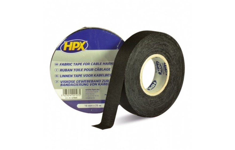 HPX Linnen tape voor kabelbescherming - zwart