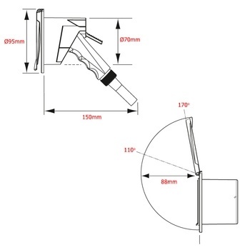 NR Inbouw Dekdouche rond met 3 m slang chroom