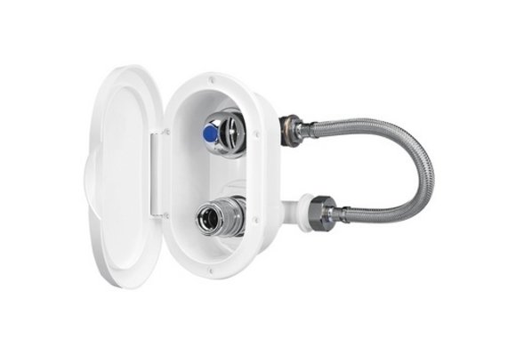 NR Inbouwkastje met uitstroom en kraan wit haakse aansluiting