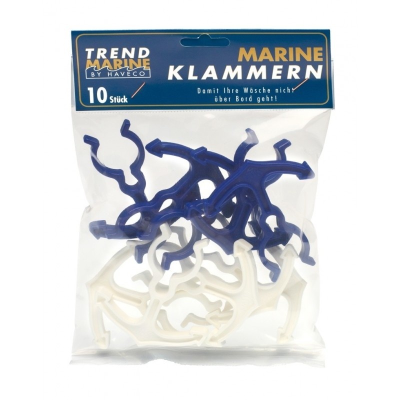 Railingknijpers in polybag 5 x wit / 5 x blauw