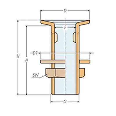 Huiddoorvoer 1 1/2"x90 verzonken inlaat