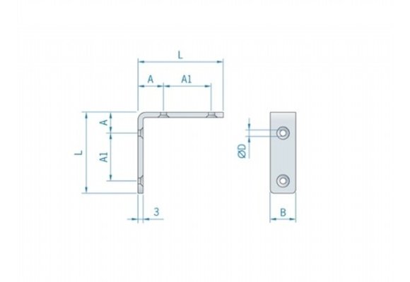 Haakse Bev. Beugel Rvs - 50x50x12mm