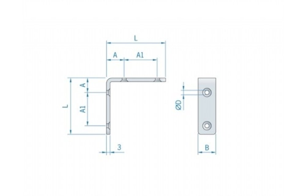 Haakse Bev. Beugel Rvs - 30x30x12mm