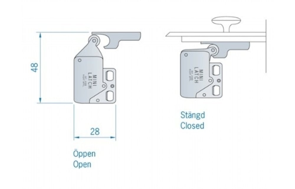 Deurvastzetter - Minilatch - 28x48mm