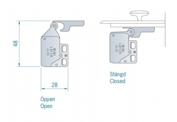 Deurvastzetter - Minilatch - 28x48mm