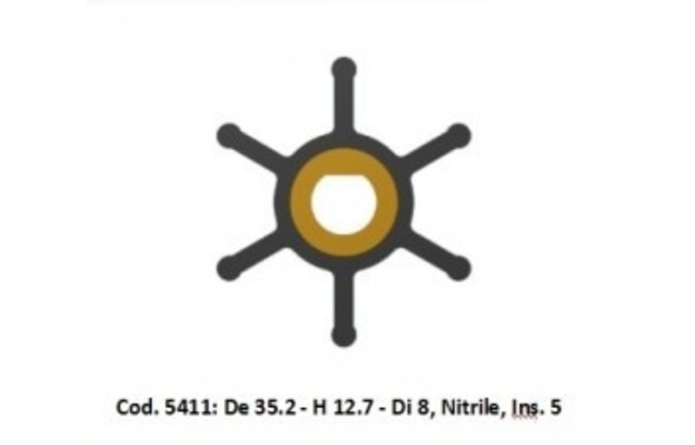 Technautic Impeller 7408 - B35 -2xH12 -7 As 8 Enkel Plat 6-Blads