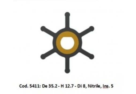 Technautic Impeller 7408 - B35 -2xH12 -7 As 8 Enkel Plat 6-Blads